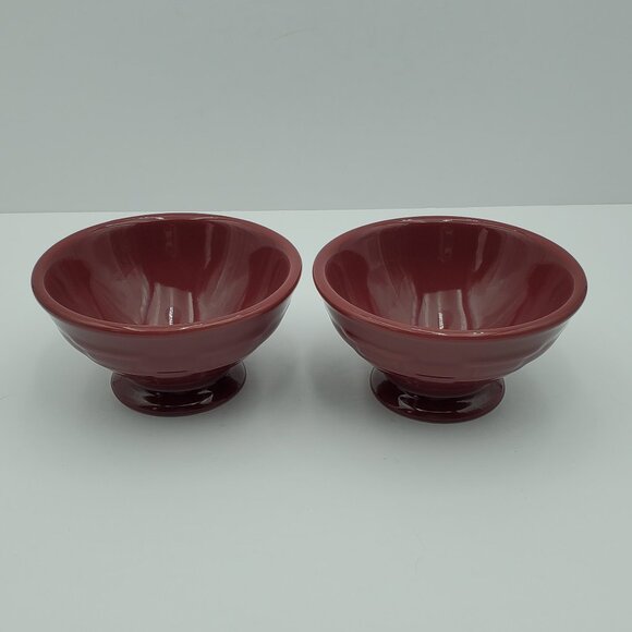 Longaberger Woven Traditions Paprika Footed Ice Cream Bowls Dessert Dishes - Picture 2 of 6